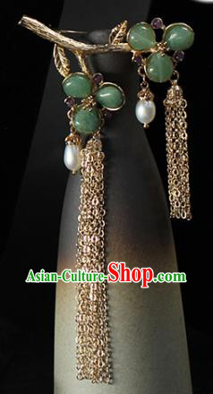 Chinese Traditional Jade Plum Brooch Classical Cheongsam Jewelry Accessories