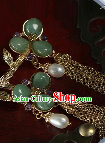 Chinese Traditional Jade Plum Brooch Classical Cheongsam Jewelry Accessories