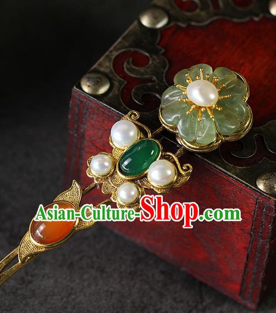 China Ancient Empress Hair Accessories Traditional Qing Dynasty Court Golden Butterfly Gems Hairpin