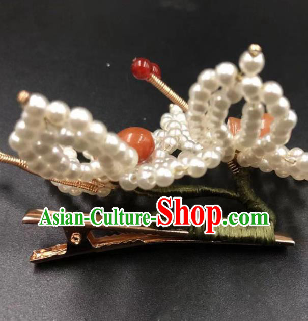 China Ancient Princess Hair Accessories Traditional Qing Dynasty Court Pearls Butterfly Hair Sticks