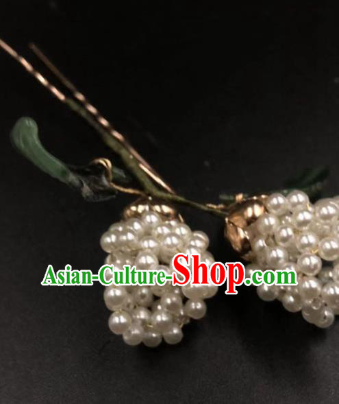 China Ancient Princess Tulip Hairpin Traditional Qing Dynasty Court Beads Hair Sticks
