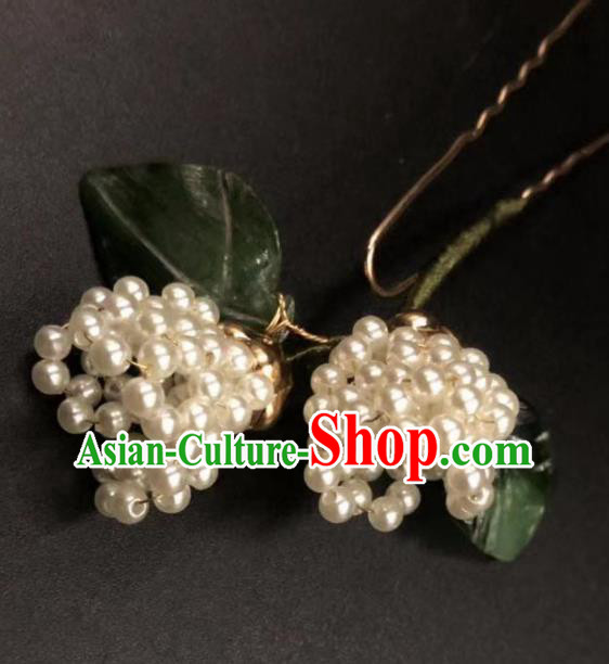 China Ancient Princess Tulip Hairpin Traditional Qing Dynasty Court Beads Hair Sticks