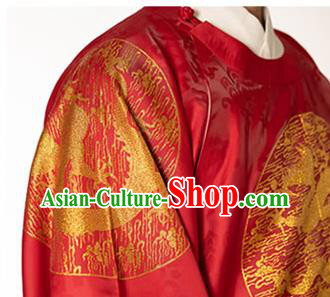 China Traditional Ming Dynasty Emperor Red Imperial Robe Ancient Monarch Historical Clothing