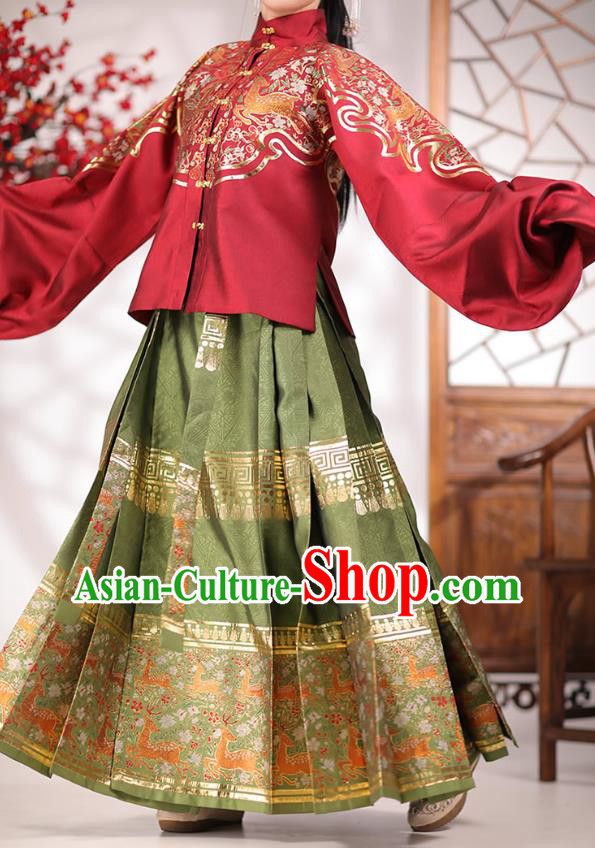 China Ancient Noble Mistress Hanfu Costumes Traditional Ming Dynasty Young Beauty Historical Clothing