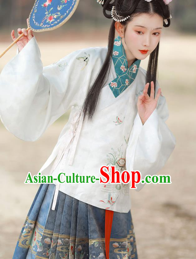 China Traditional Ming Dynasty Patrician Lady Historical Clothing Ancient Young Beauty Embroidered Costumes