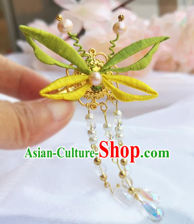 China Ming Dynasty Silk Butterfly Hair Stick Traditional Hanfu Hair Accessories Ancient Princess Tassel Hairpin