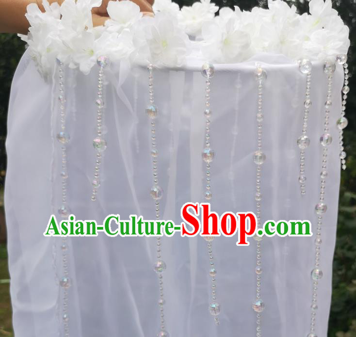 Chinese Traditional Hanfu Bamboo Hat Ancient Female Swordsman White Veil Hat