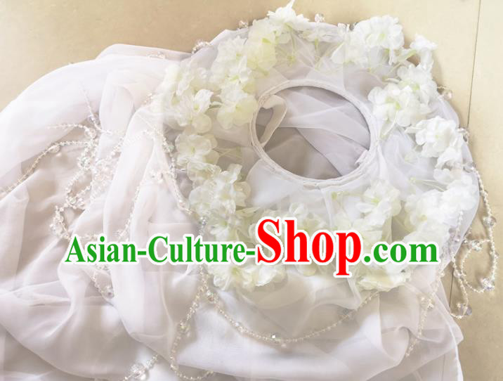 Chinese Traditional Hanfu Bamboo Hat Ancient Female Swordsman White Veil Hat