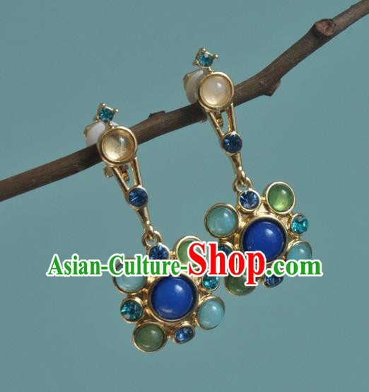 Chinese Classical Cheongsam Chrysoprase Ear Accessories Traditional Court Lapis Earrings