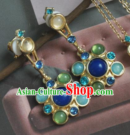 Chinese Classical Cheongsam Chrysoprase Ear Accessories Traditional Court Lapis Earrings