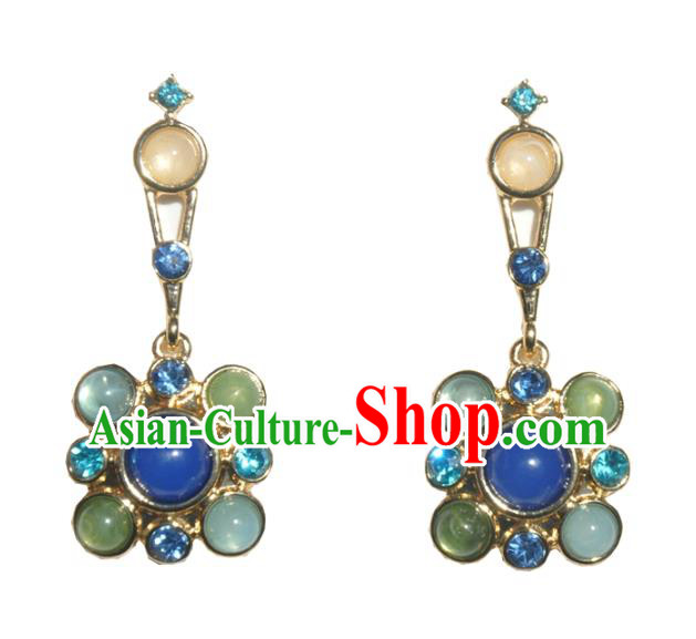 Chinese Classical Cheongsam Chrysoprase Ear Accessories Traditional Court Lapis Earrings