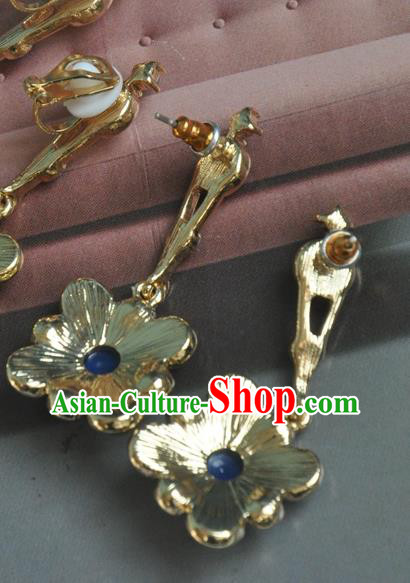 Chinese Classical Cheongsam Chrysoprase Ear Accessories Traditional Court Lapis Earrings