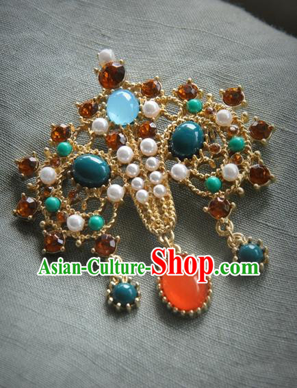 China Classical Cheongsam Gems Brooch Traditional Pearls Jewelry Accessories