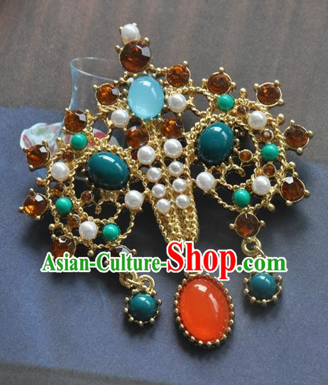 China Classical Cheongsam Gems Brooch Traditional Pearls Jewelry Accessories