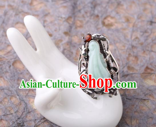 Handmade Chinese Silver Jewelry Traditional National Jade Ring Circlet