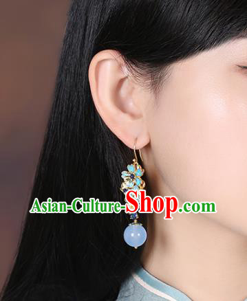 Chinese Classical Blueing Ear Accessories Traditional Cheongsam Sakura Earrings