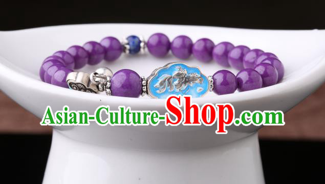 Handmade Chinese Amethyst Bangle Jewelry Traditional National Bracelet