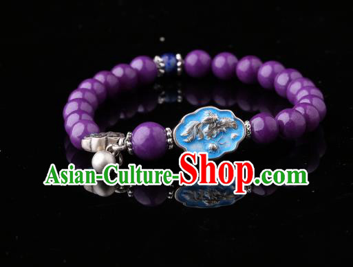 Handmade Chinese Amethyst Bangle Jewelry Traditional National Bracelet