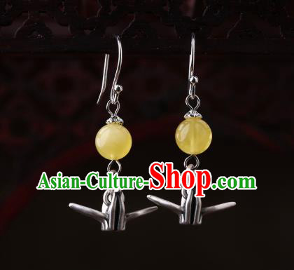 Chinese Classical Ear Accessories Traditional Cheongsam Silver Crane Earrings