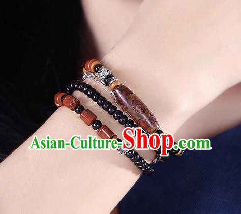 Handmade Chinese Beads Bangle Jewelry Traditional National Silver Bracelet Wristlet