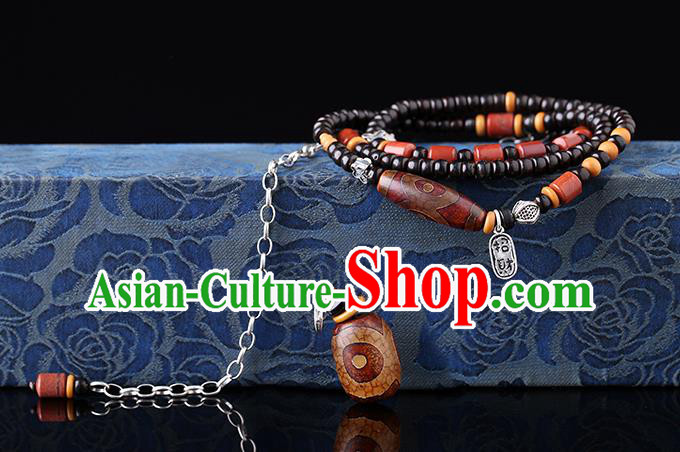 Handmade Chinese Beads Bangle Jewelry Traditional National Silver Bracelet Wristlet