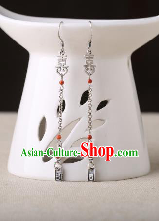 Chinese Classical Wedding Ear Accessories Traditional Cheongsam Silver Earrings