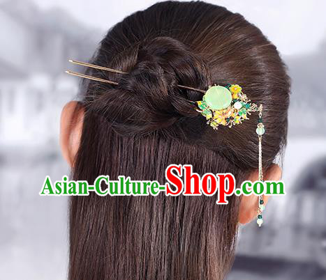 China Classical Enamel Hair Stick Traditional Cheongsam Hair Accessories Handmade Tassel Hairpin