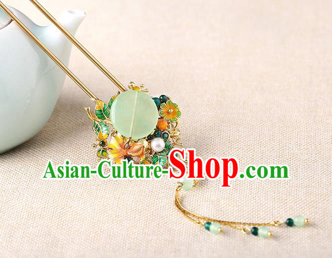 China Classical Enamel Hair Stick Traditional Cheongsam Hair Accessories Handmade Tassel Hairpin