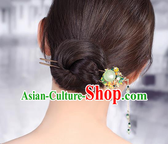 China Classical Enamel Hair Stick Traditional Cheongsam Hair Accessories Handmade Tassel Hairpin