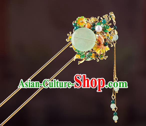 China Classical Enamel Hair Stick Traditional Cheongsam Hair Accessories Handmade Tassel Hairpin