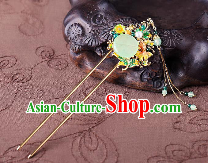 China Classical Enamel Hair Stick Traditional Cheongsam Hair Accessories Handmade Tassel Hairpin