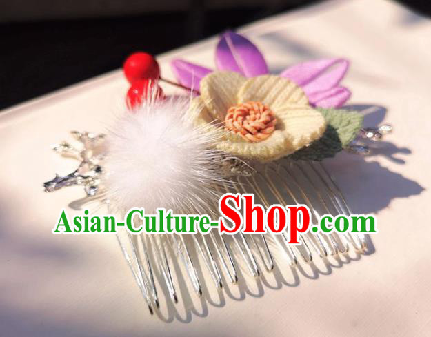 China Traditional Ancient Palace Lady Hairpin Ming Dynasty Flower Hair Comb