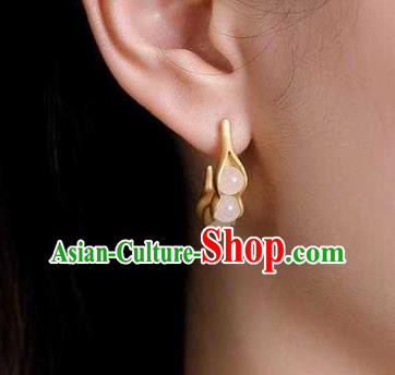 Handmade Chinese Beads Ear Accessories Traditional Cheongsam Golden Peasecod Earrings