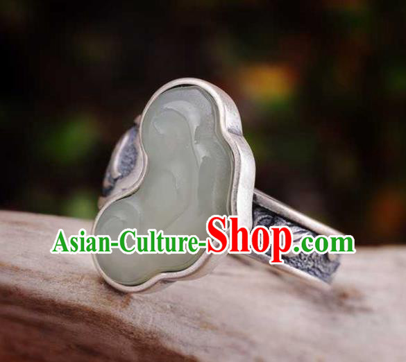 China Classical Cheongsam Jade Ring Accessories Traditional Silver Circlet Jewelry