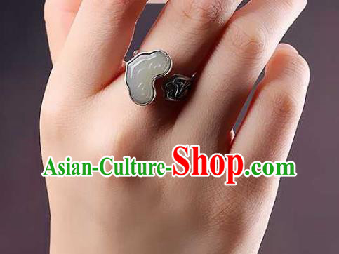 China Classical Cheongsam Jade Ring Accessories Traditional Silver Circlet Jewelry