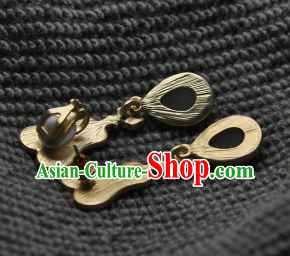Chinese Traditional Hanfu Chalcedony Earrings Handmade Cheongsam Cloisonne Fan Ear Accessories