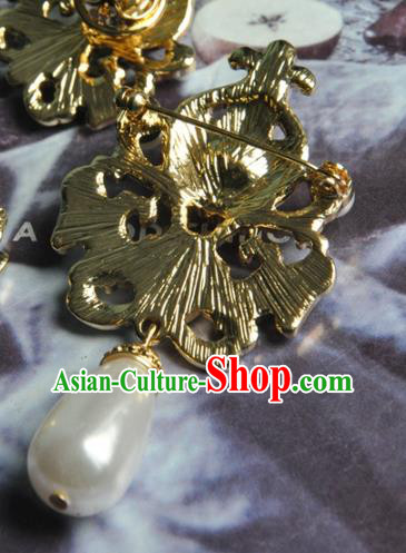 China Classical Cheongsam Blueing Brooch Accessories Traditional Pearls Jewelry