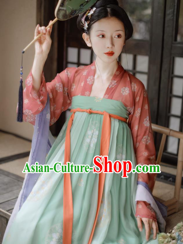 China Ancient Palace Lady Hanfu Dress Traditional Tang Dynasty Noble Beauty Clothing