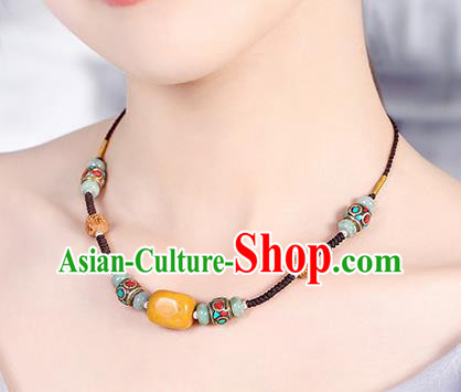 China Classical Buddhism Beads Necklace Traditional Cheongsam Necklet Accessories