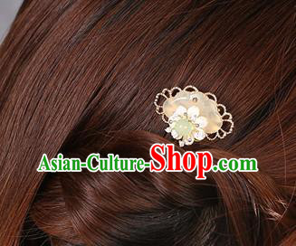 China Classical Golden Hair Comb Traditional Cheongsam Hair Accessories Handmade Jade Hairpin