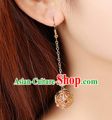 Chinese Classical Ear Accessories Traditional Cheongsam Golden Ball Earrings