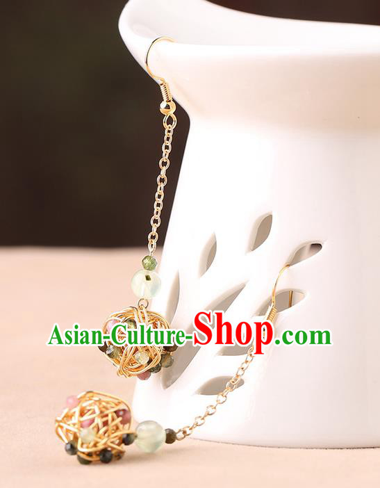 Chinese Classical Ear Accessories Traditional Cheongsam Golden Ball Earrings