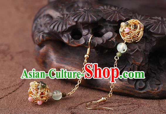Chinese Classical Ear Accessories Traditional Cheongsam Golden Ball Earrings
