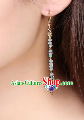 Chinese Classical Beads Ear Accessories Traditional Cheongsam National Cloisonne Bat Earrings