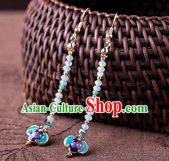 Chinese Classical Beads Ear Accessories Traditional Cheongsam National Cloisonne Bat Earrings