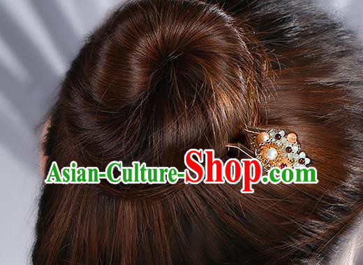 China Classical Cheongsam Garnet Beads Hair Stick Traditional Hair Accessories Handmade Pearls Hairpin