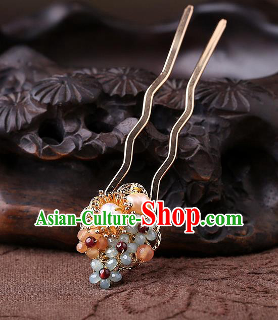 China Classical Cheongsam Garnet Beads Hair Stick Traditional Hair Accessories Handmade Pearls Hairpin