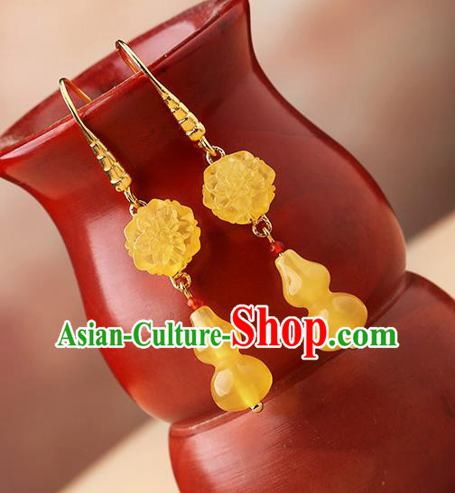 Chinese Classical Beeswax Gourd Ear Accessories Traditional Cheongsam National Earrings