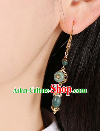 Chinese Traditional National Cheongsam Earrings Classical Jade Ear Accessories
