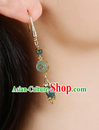 Chinese Traditional National Cheongsam Earrings Classical Jade Ear Accessories